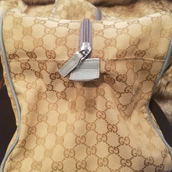 Gucci Monogram Web Carry on Travel Duffle Vintage Canvas w/Blue leather - Picture 15 of 16